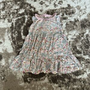 Girls Floral Ruffle Neck Sundress - Pink Floral